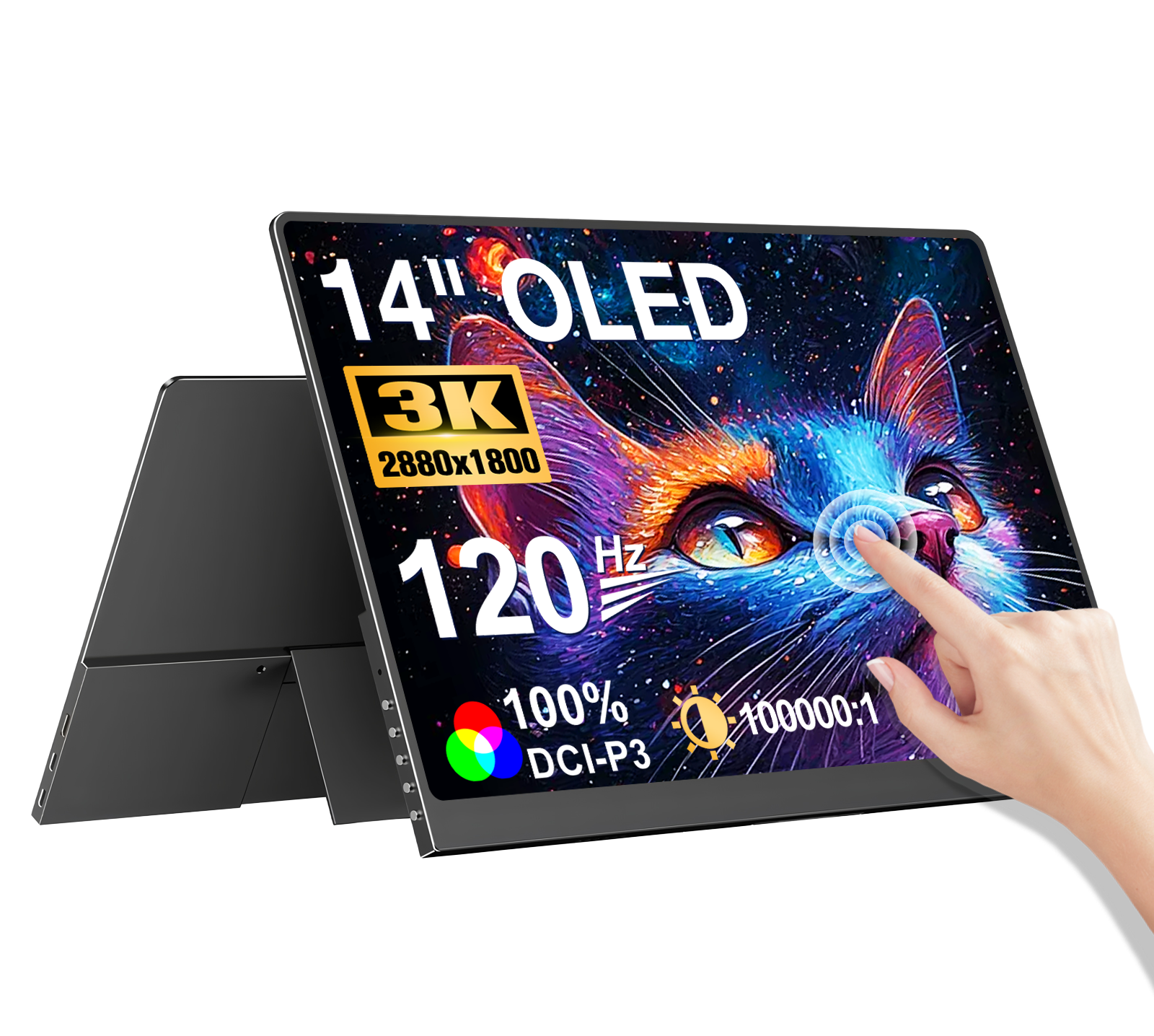 14‑Inch 3K 120Hz OLED Touch Portable Monitor CX140TP‑B | 10‑Point Capacitive External Screen