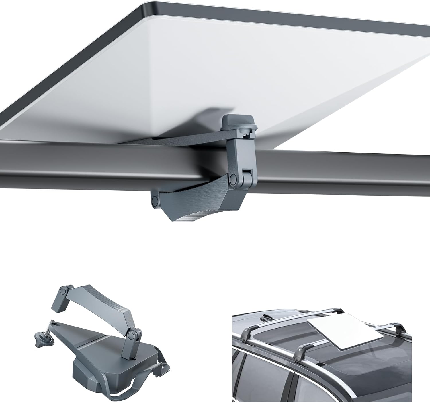 Starlink Mini Roof Rack Mount, No-Drill Vehicle Mount Bracket for Starlink Mini, Fits 10-32mm Roof Bars for Car, RV, Yacht & Outdoor Use-1