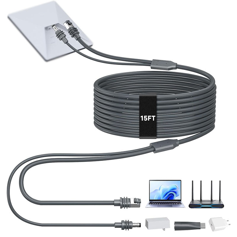 Starlink Mini 2-in-1 Power & Ethernet Cable, 15FT/16.4FT Waterproof Combined Cable for Starlink Mini, Compatible with Original/USB-C PD Chargers, for RV, Camping, Sailing & Outdoor Use-1