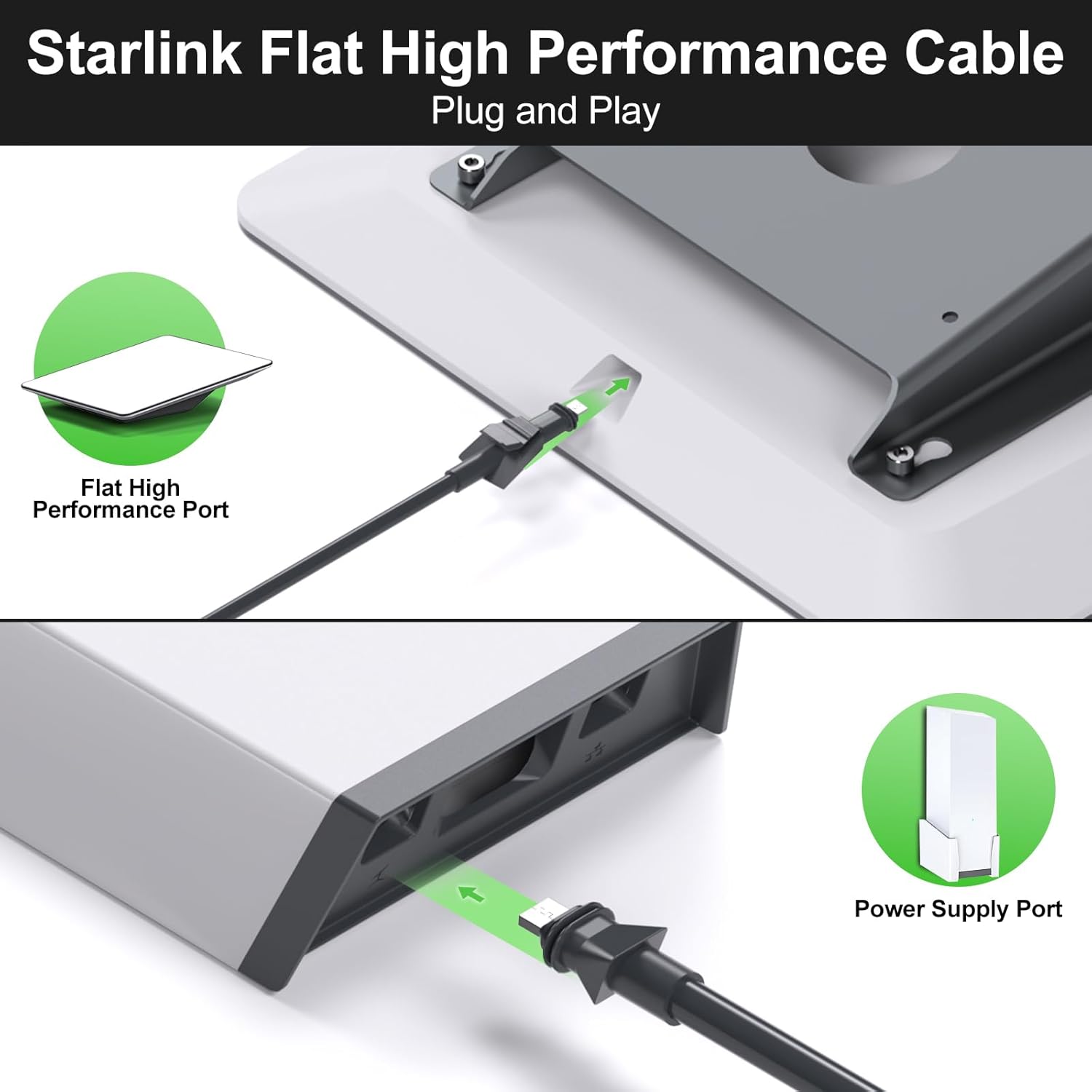 Starlink Flat High Performance Replacement Cable, 32.8FT CAT6 Shielded Ethernet Cord, Waterproof Starlink Flat HP Dish to Router Cable for RV, Boat, Home & Outdoor Use-3