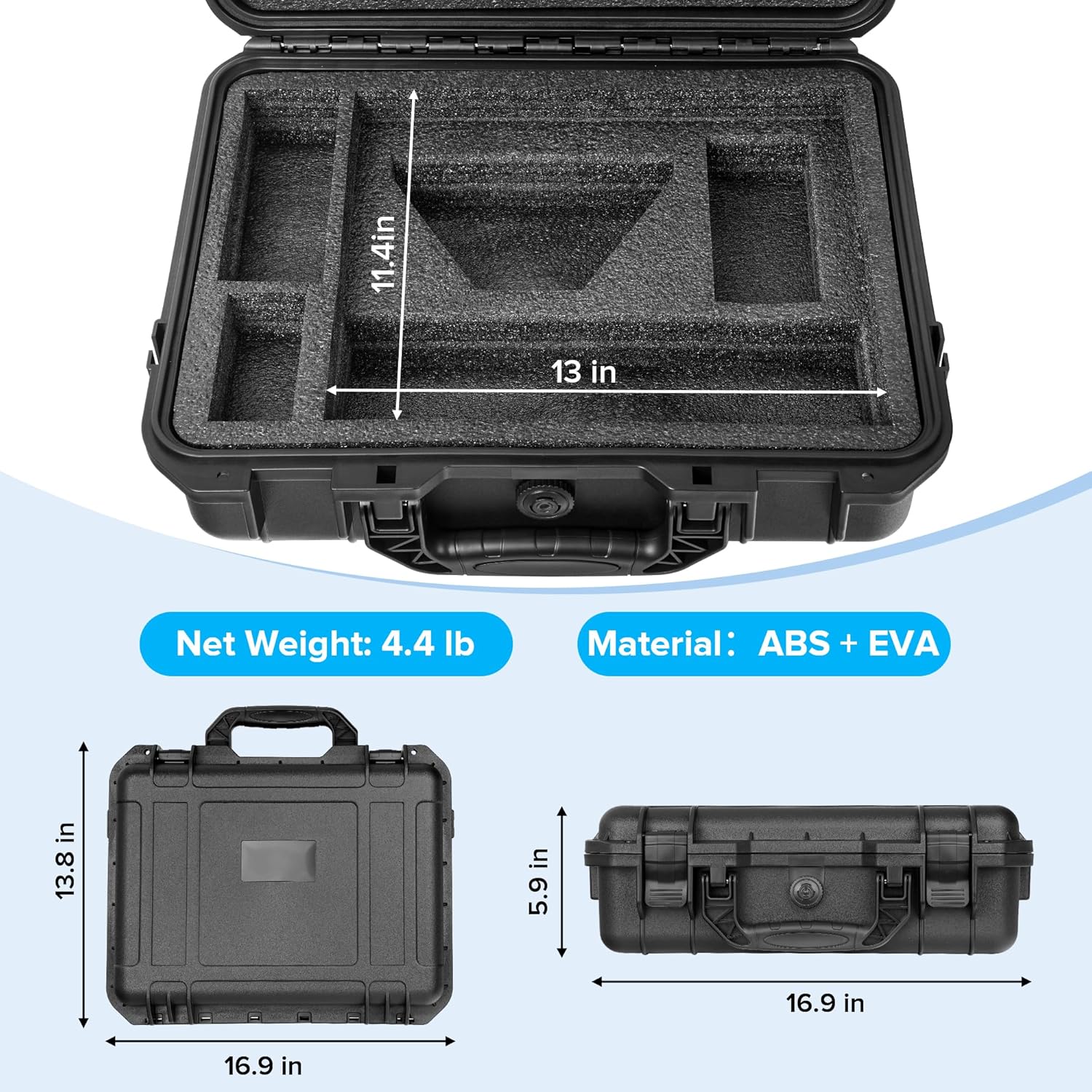 Starlink Mini Hard Case, IP67 Waterproof Shockproof Protective Case with Custom Foam for Starlink Mini Dish, Mount, Cable & Accessories, Portable Travel Case for RV, Camping & Outdoor Use-3