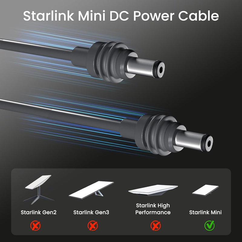 Starlink Mini DC Power Cable, Weatherproof DC Extension Cord with Waterproof Gasket, Multiple Length Options (6.6FT/16.4FT/32.8FT) for Starlink Mini, Camping, Sailing, RV & Outdoor Adventures-3