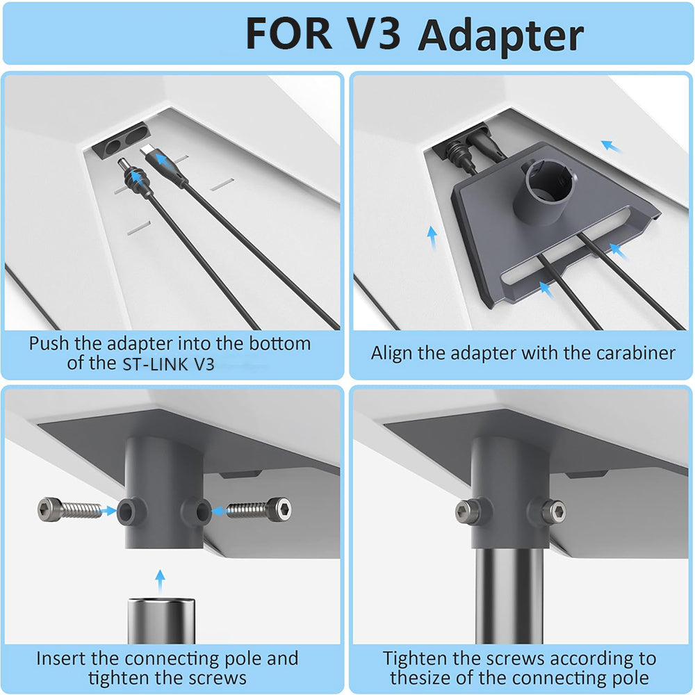 Starlink Standard V3 Pole Mount Adapter, Heavy-Duty Aluminum Alloy Pipe Mount Kit with Cable Management, Fits 25mm-53mm Poles for Starlink Gen3, Roof, Wall, RV & Outdoor Installation-4