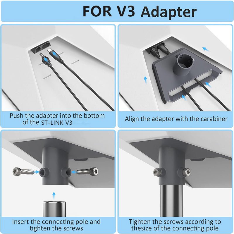 Starlink Standard V3 Pole Mount Adapter, Heavy-Duty Aluminum Alloy Pipe Mount Kit with Cable Management, Fits 25mm-53mm Poles for Starlink Gen3, Roof, Wall, RV & Outdoor Installation-4