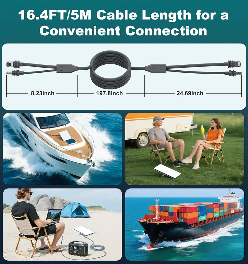 Starlink Mini 2-in-1 Power & Ethernet Cable, 15FT/16.4FT Waterproof Combined Cable for Starlink Mini, Compatible with Original/USB-C PD Chargers, for RV, Camping, Sailing & Outdoor Use-4