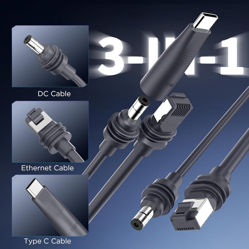 Starlink Mini 2-in-1 Power & Ethernet Cable, 15FT/16.4FT Waterproof Combined Cable for Starlink Mini, Compatible with Original/USB-C PD Chargers, for RV, Camping, Sailing & Outdoor Use-5