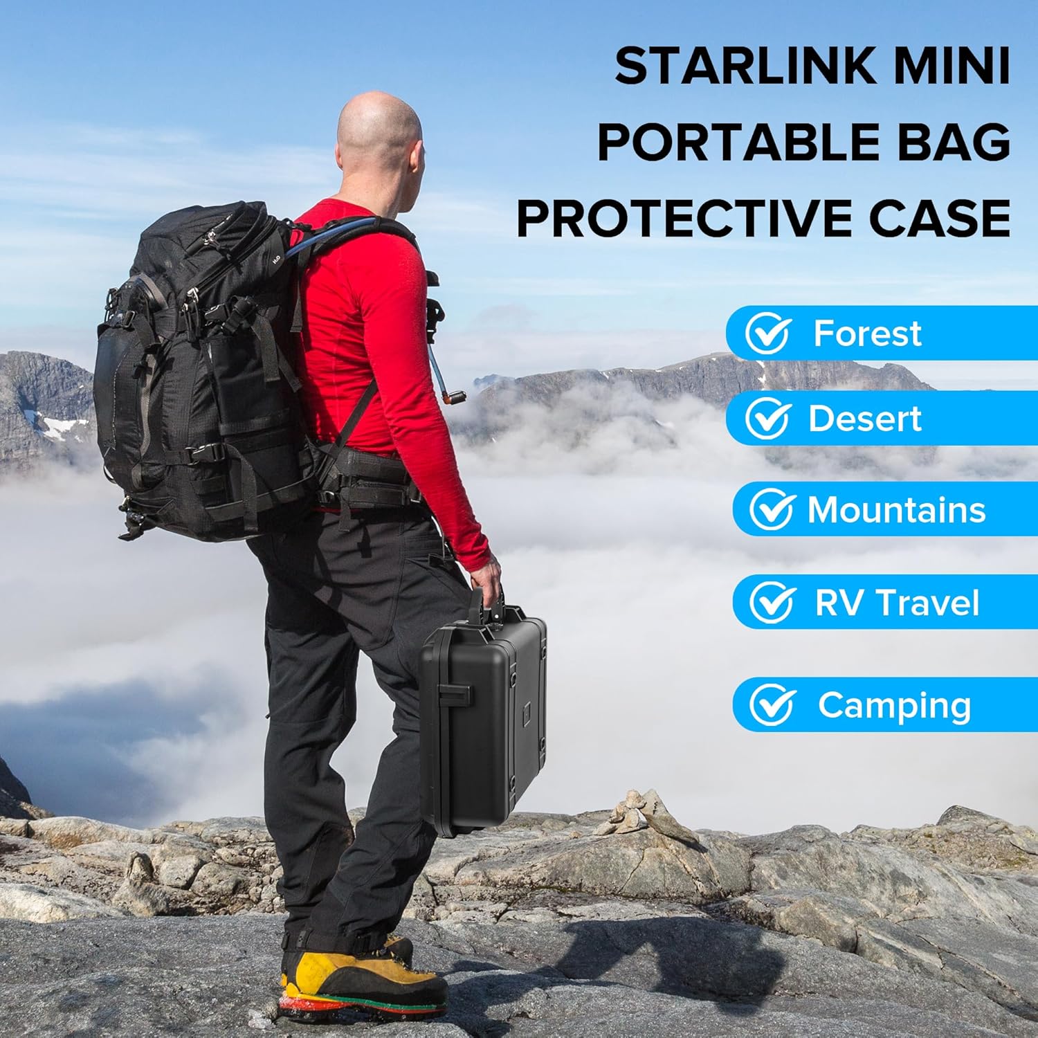 Starlink Mini Hard Case, IP67 Waterproof Shockproof Protective Case with Custom Foam for Starlink Mini Dish, Mount, Cable & Accessories, Portable Travel Case for RV, Camping & Outdoor Use-6