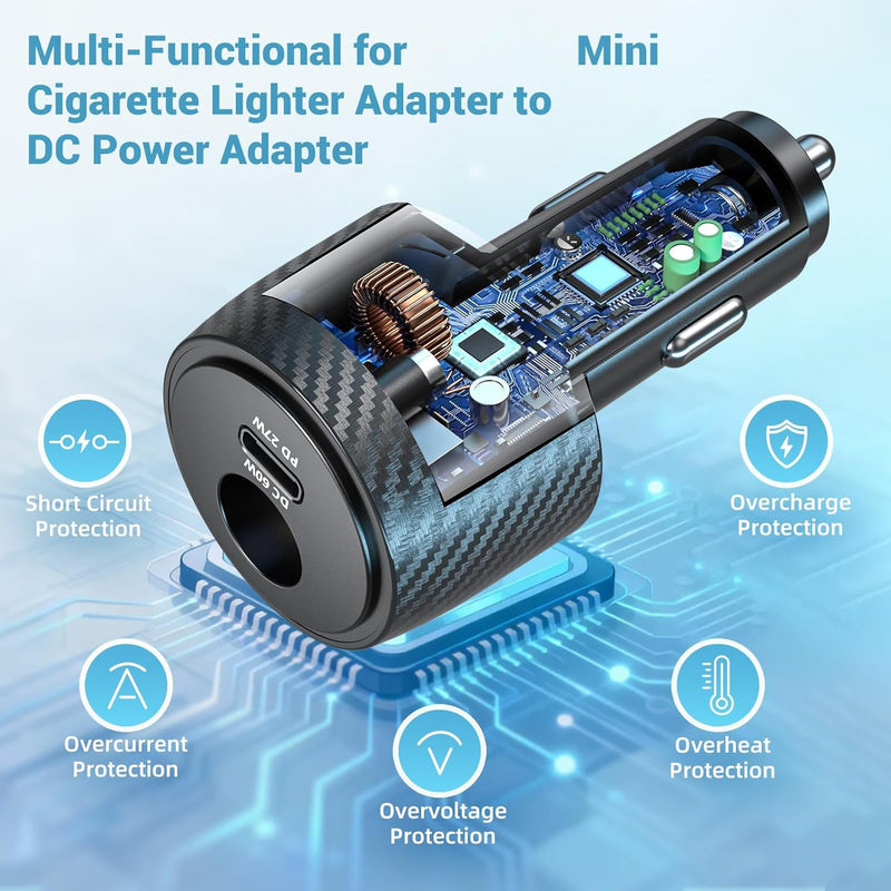 Starlink Mini 60W Car Charger, 12V-24V to 30V DC Step Up Converter with PD 27W USB-C Port, Dual Port Car Power Adapter for Starlink Mini, RV, Truck, Boat & On-the-Go Use-6