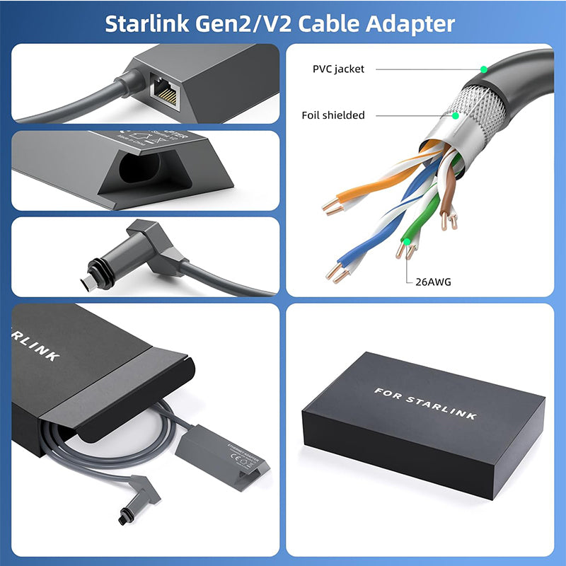 Starlink Ethernet Adapter Gen 2, Ethernet Adapter for Starlink Standard Actuated Gen2/V2, Plug & Play Gigabit Wired Adapter, Extend Network Coverage, Compatible with Third Party Router for Starlink Rectangular Satellite Internet-5