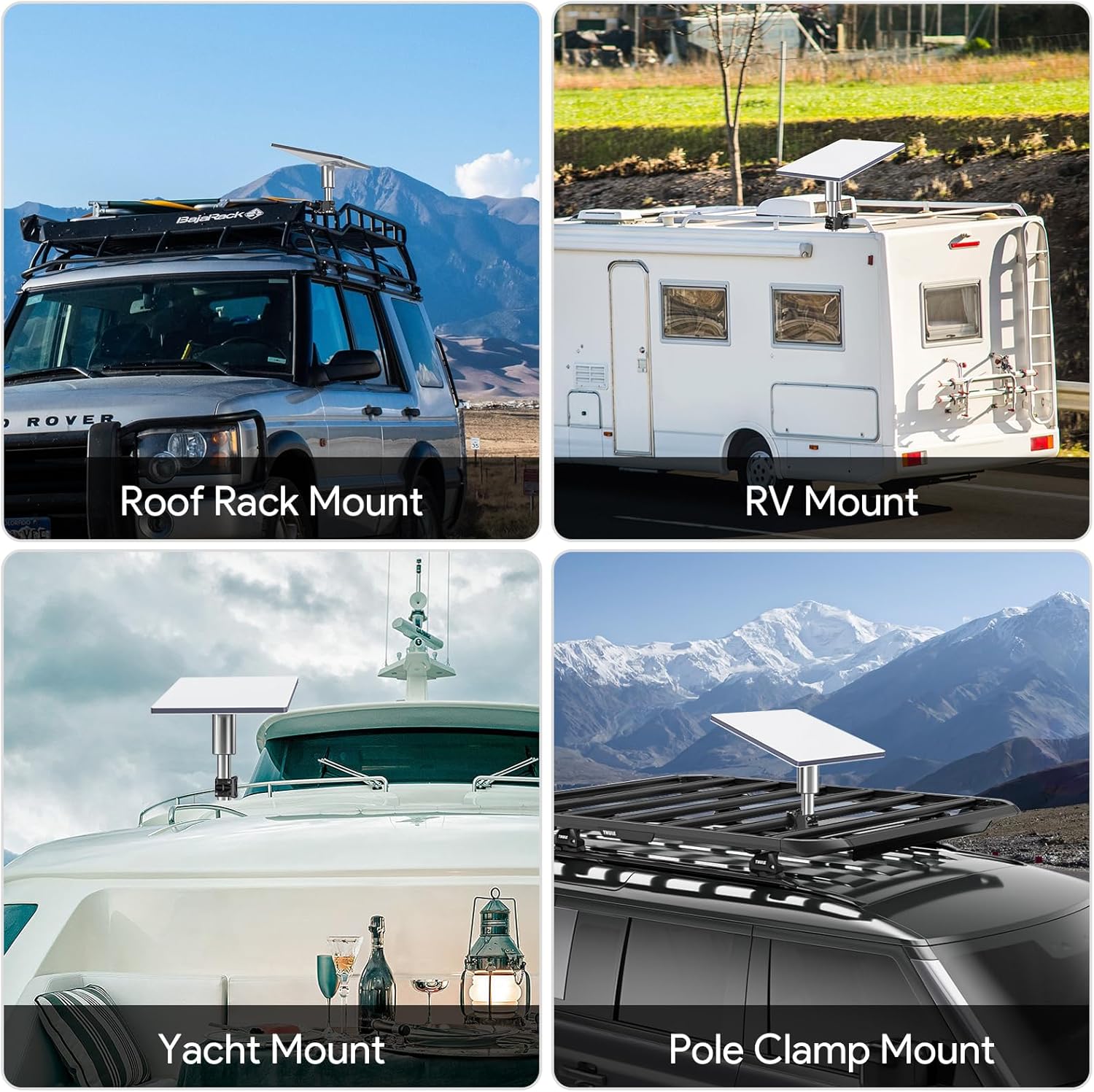 Starlink Roof Rack Pole Mount, Heavy-Duty Stainless Steel RV Mount for Starlink Flat High Performance/Gen3, Adjustable Vehicle Mount for Car, RV, Truck, Yacht & Outdoor Use-2