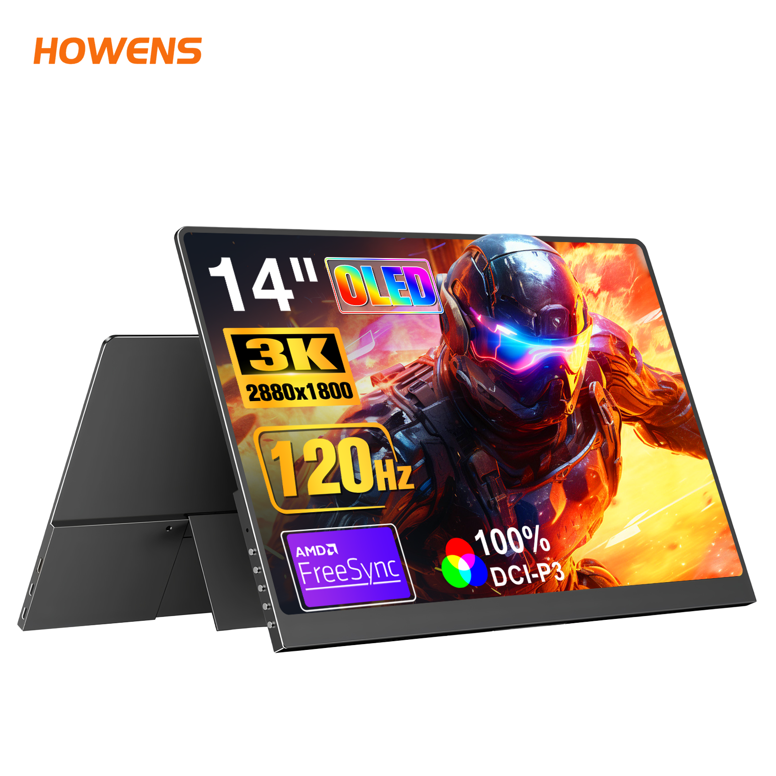 Unew 14 Inch 3K OLED Portable Monitor 120Hz 0.1ms Travel External Screen, 100% DCI-P3 Low Blue Light Portable Display for Laptop Phone Switch Xbox PS5