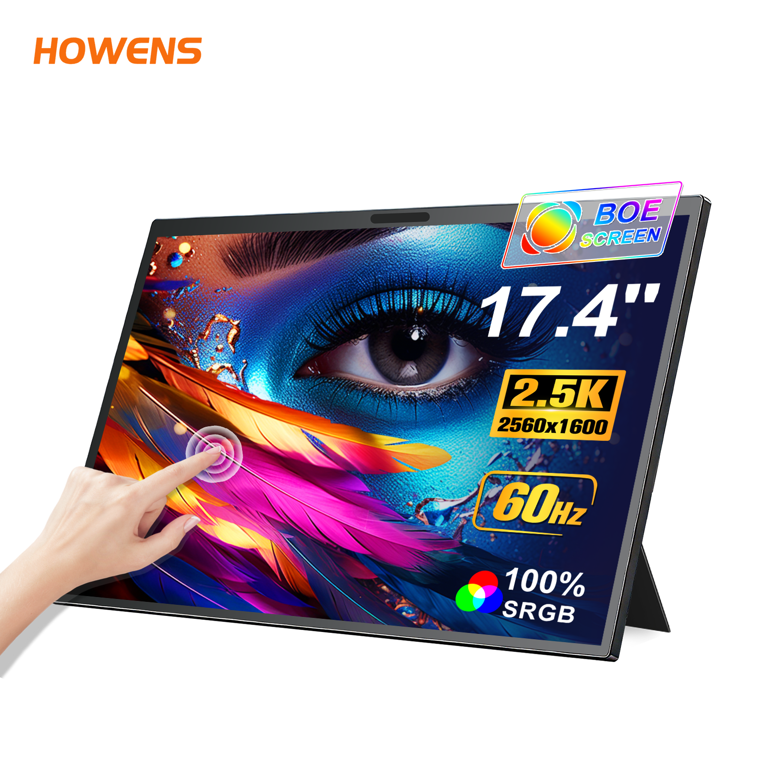 17.4" 2.5K 10-Point Touch Portable IPS Monitor | 2560×1600 16:10 VESA 75×75mm