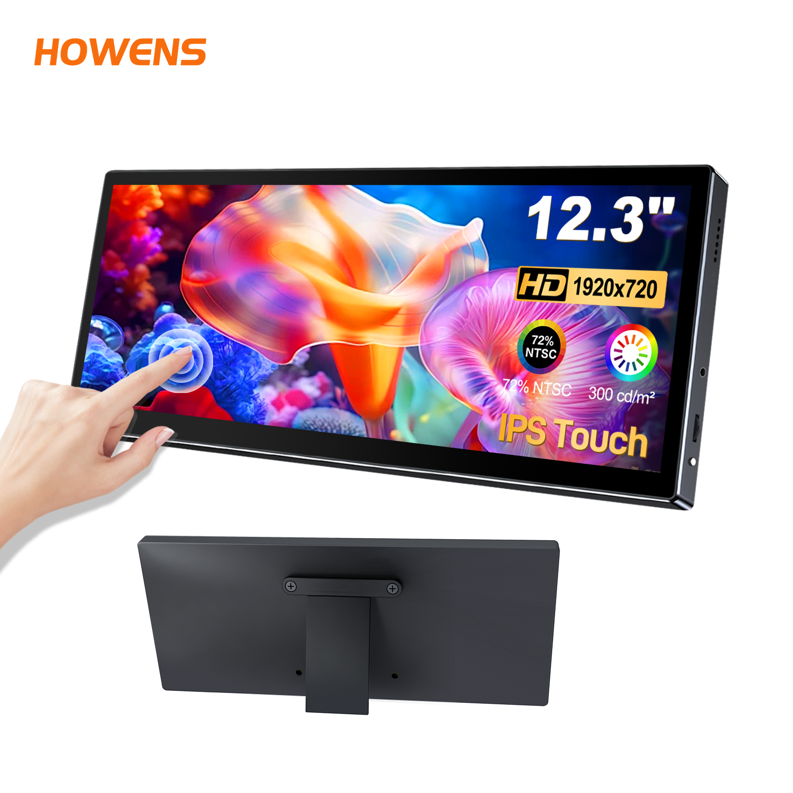 12.3" 1920×720 8:3 Strip Touch Portable Monitor | 10-Point Capacitive IPS Display for PC Monitoring & Smart Home