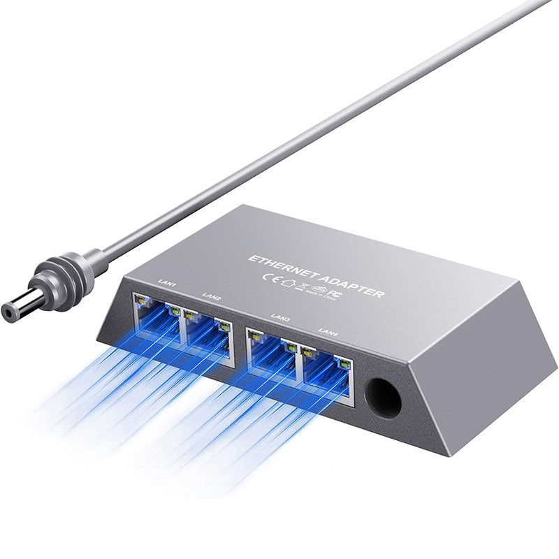 Multi Ports Starlink Gen 3/ Starlink Mini Ethernet Adapter for Wired External Network, 4 Ports Starlink Ethernet Adapter 1 to 4 [4 Devices Networked Simultaneously] - Up to 1 Gbps