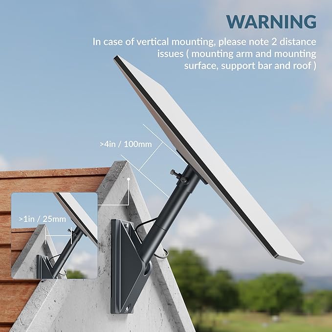 Starlink Gen 3 Mount Kit, Heavy-Duty Aluminum Roof/Wall Mount Accessories for Starlink V3, 5.5"x8.8" Stable Base, 90° Tool-Free Tilt, Insulation Guard, Satellite Dish Mounting Kit Pole & Pipe Adapter-2