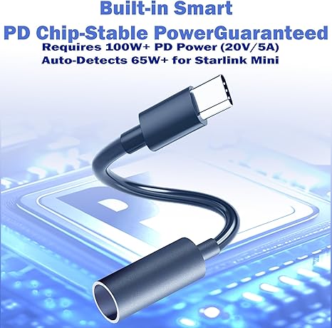 Starlink Mini USB-C to DC Power Adapter Cable (0.2m) - Waterproof and Compatible with 100W and Above PD Power Banks/Chargers and Original Starlink Mini Devices-3