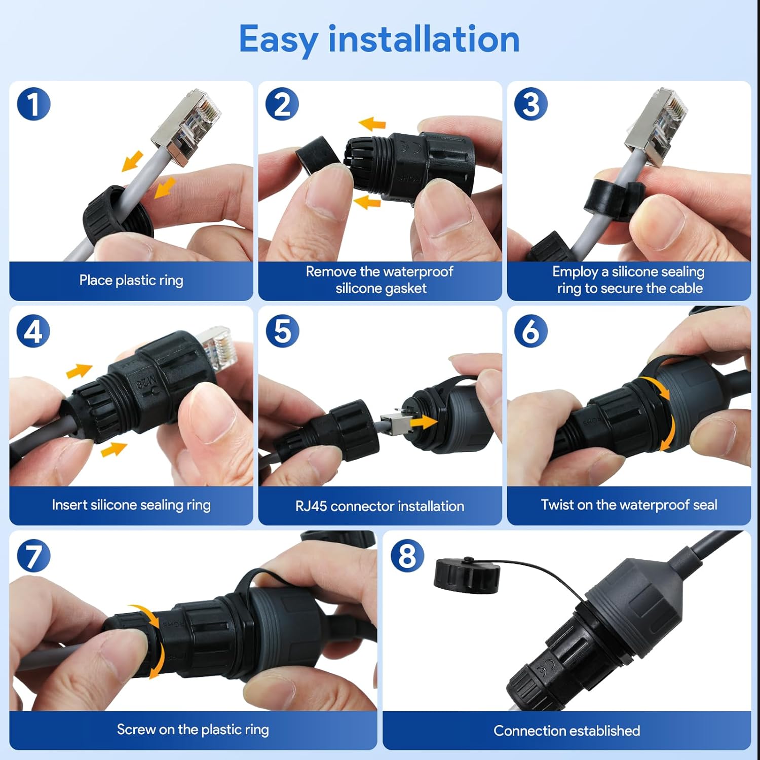 Starlink Cable Extension/Repair Kit, IP68 Waterproof RJ45 Ethernet Adapter, 2000Mbps Cat6 Shielded Cable for Starlink Standard, Gen3, Mini, Enterprise, RV, Camping, Home Network Extension-2