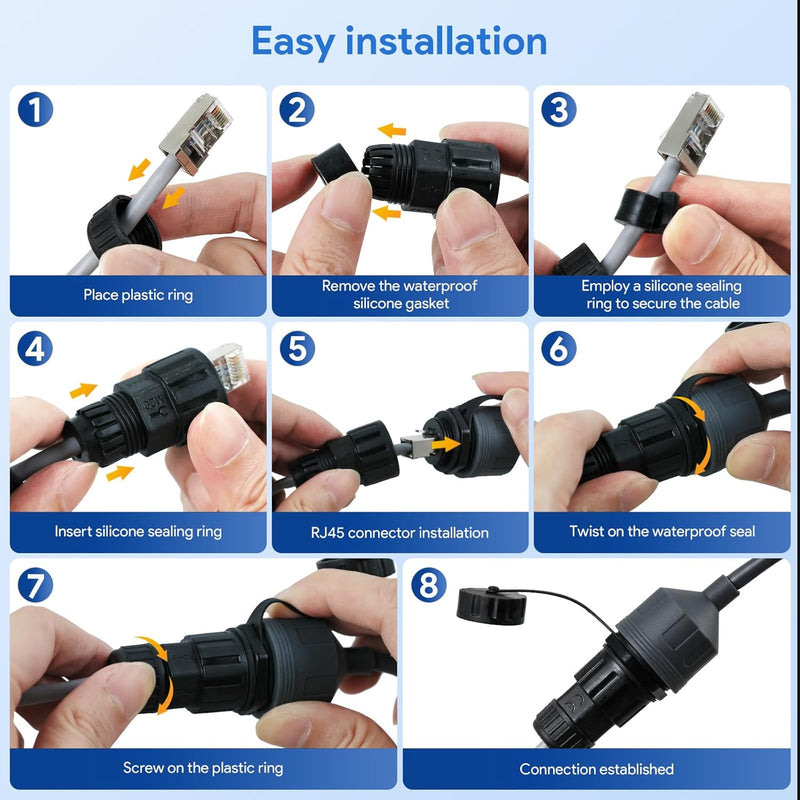 Starlink Cable Extension/Repair Kit, IP68 Waterproof RJ45 Ethernet Adapter, 2000Mbps Cat6 Shielded Cable for Starlink Standard, Gen3, Mini, Enterprise, RV, Camping, Home Network Extension-2