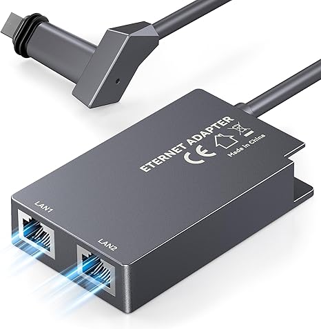 Dual-Port Starlink Ethernet Adapter for Gen 2 (2 Devices), 1Gbps High-Speed Networking with Enhanced Stability, Starlink V2 Accessories Internet Satellite Kit for Home Office/Gaming/Streaming-1