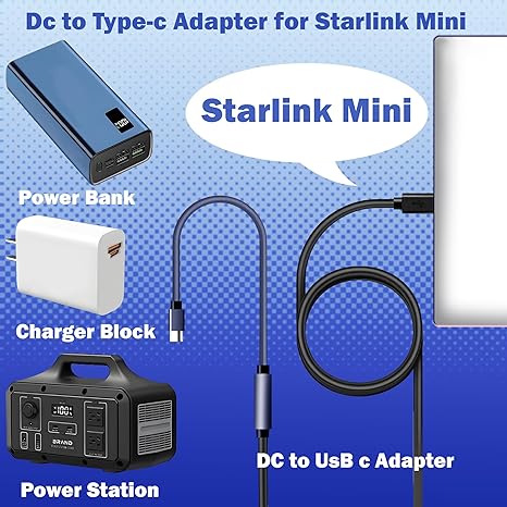 Starlink Mini USB-C to DC Power Adapter Cable (0.2m) - Waterproof and Compatible with 100W and Above PD Power Banks/Chargers and Original Starlink Mini Devices-5