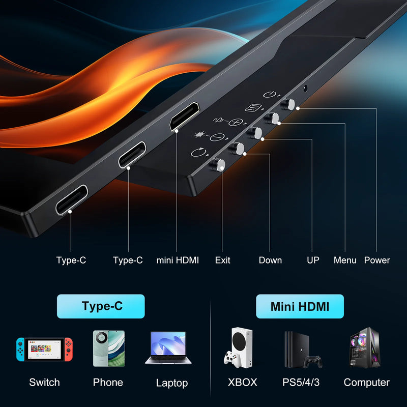 4K Portable Monitor 15.6 inch Screen 3840*2400 16:10 IPS Gaming Monitor Switch PS Xbox Teams Deck External Screen with Stand-3