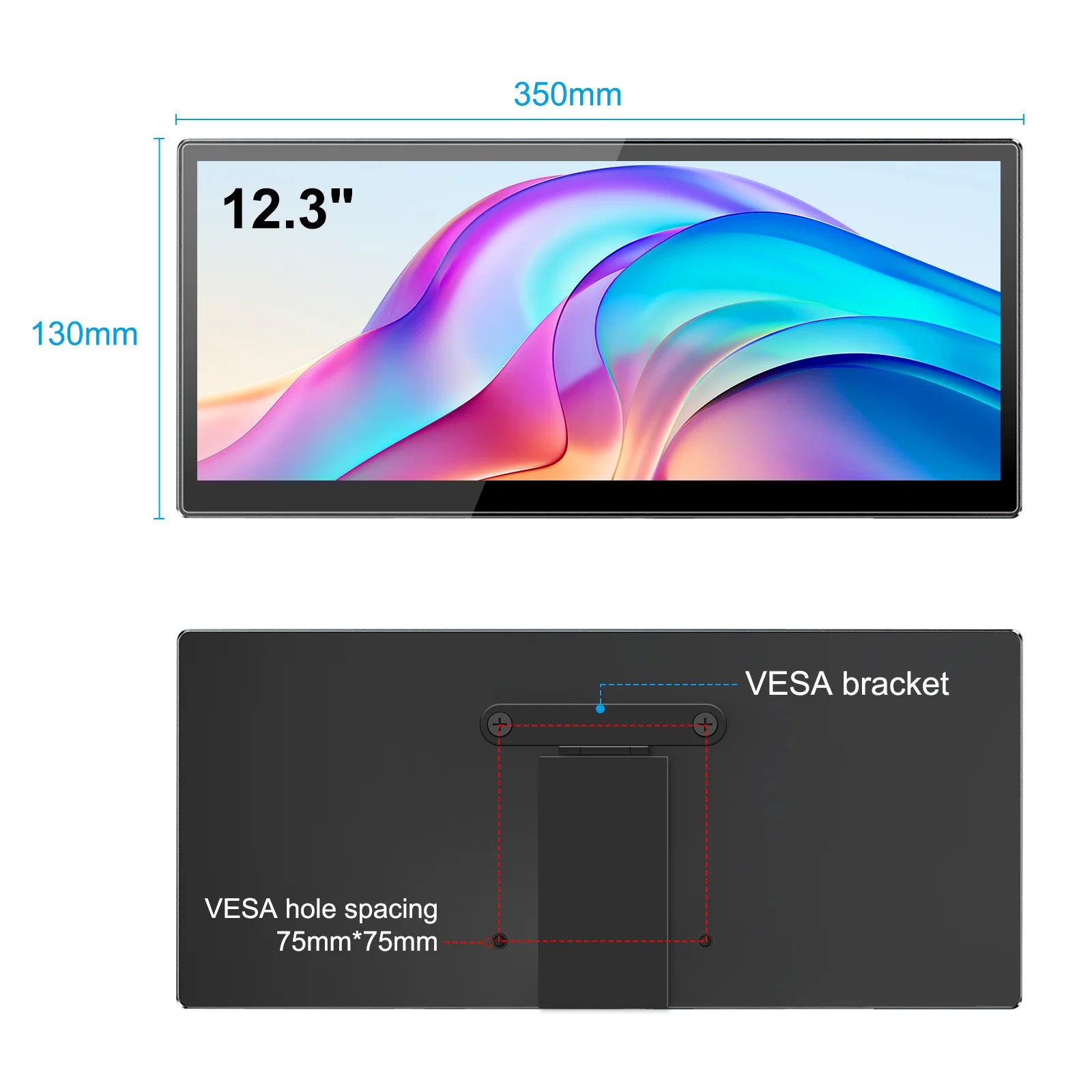 12.3 Inch Touchscreen Portable Monitor 1920x720 IPS  Display 10-Point Touch USB C HDMI Gaming Monitor For Laptop PC 8:3-7