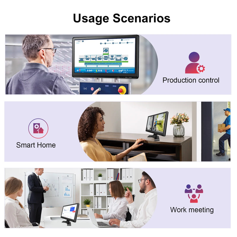 15.6 inch IPS Monitor Full HD 1920x1080 Multi-Interface HDMI VGA DVI VESA Support for Automation Control Office Meeting Gaming-5