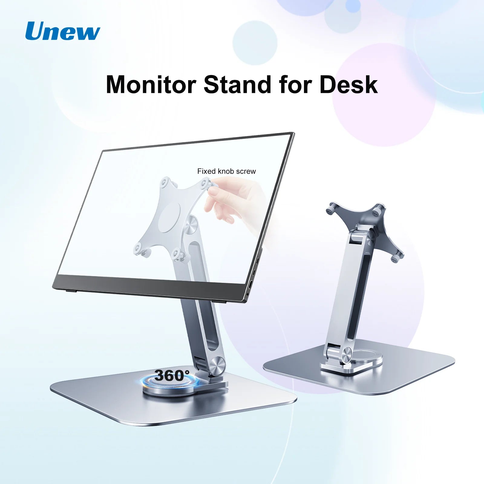 Portable monitor stand aluminum alloy desktop 360 ° rotation, VESA 75x75 suitable for M4 screws 5KG load capacity ultra stable-1