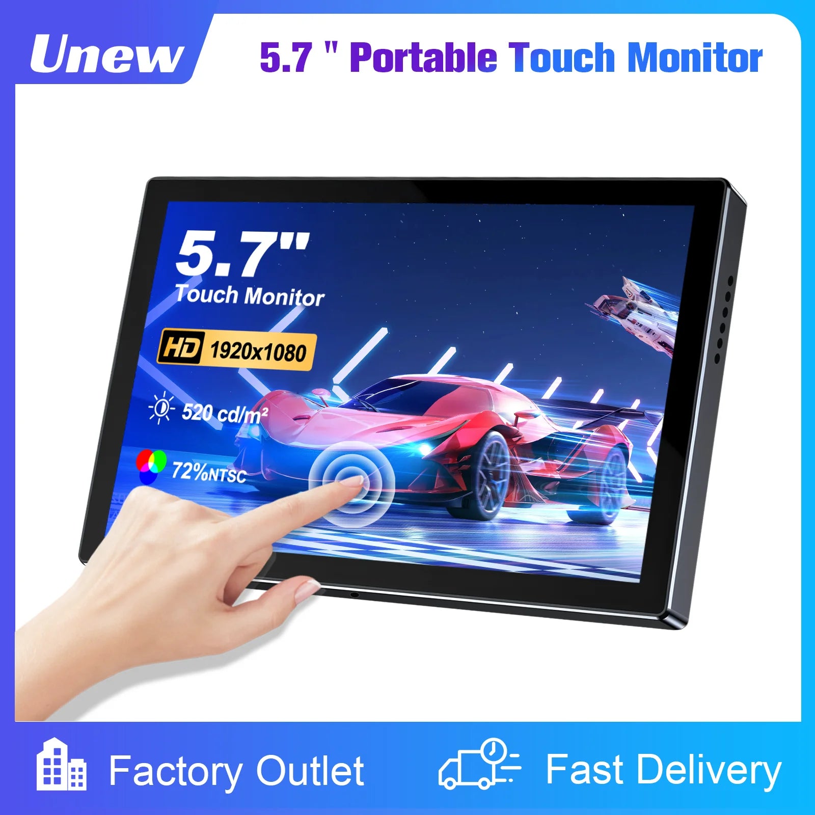 5.7 inch 1920x1080 Touchscreen Portable  Monitor Display Speakers Photography 2 Type-C USB HDMI-1