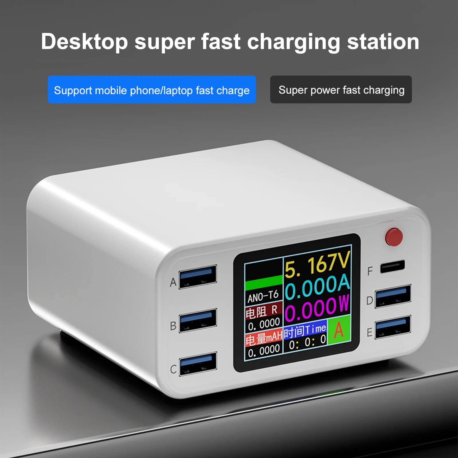 6-Port USB C Desktop Fast Charger | PD3.0 PPS QC3.0 Multi-Device Charging Station for iPhone Samsung MacBook Tablets