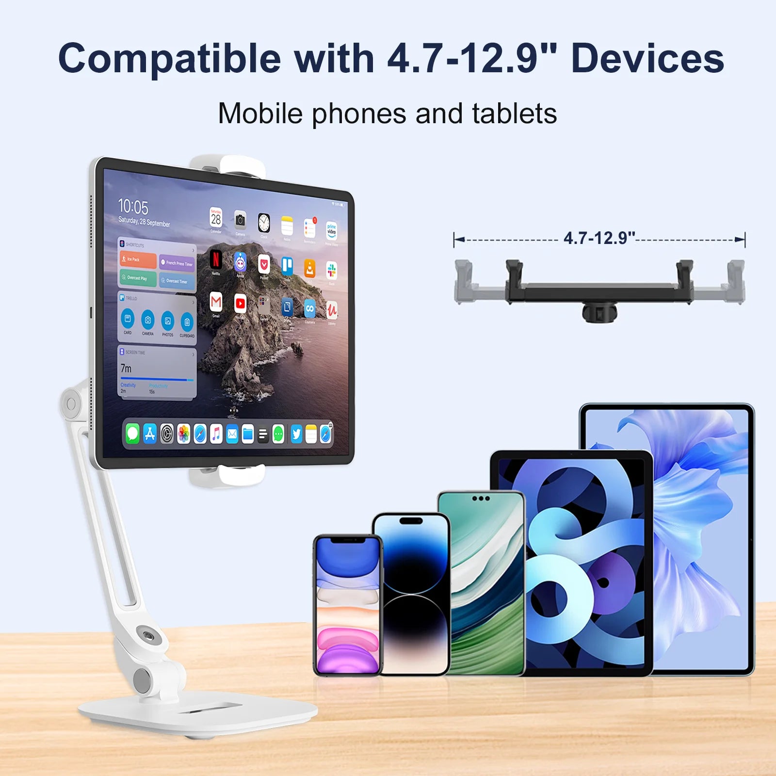 Portable Tablet Stand Aluminum Alloy Desktop With 360 ° Rotation Ultra Stable 1kg Load Capacity Foldable Adjustable Lazy Holder -2
