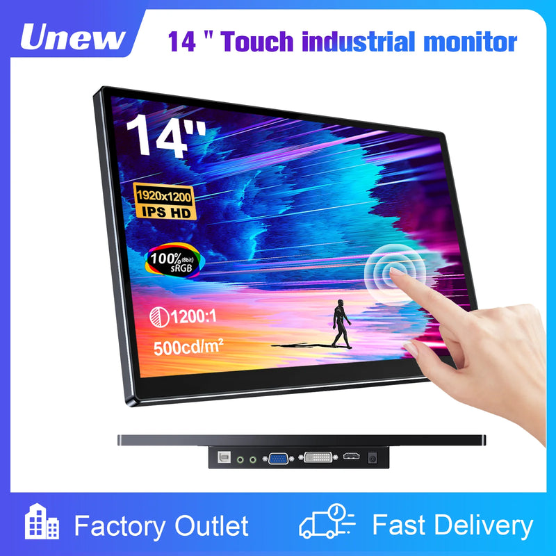 14 inch Portable Monitor Touch Screen with 1920X1200 IPS Office Computer Second Display for Laptop Phone CCTV DIY Car Syteam-1