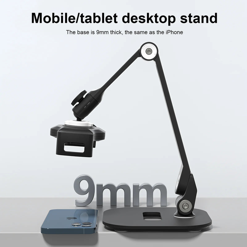 Portable Tablet Stand Aluminum Alloy Desktop With 360 ° Rotation Ultra Stable 1kg Load Capacity Foldable Adjustable Lazy Holder -5