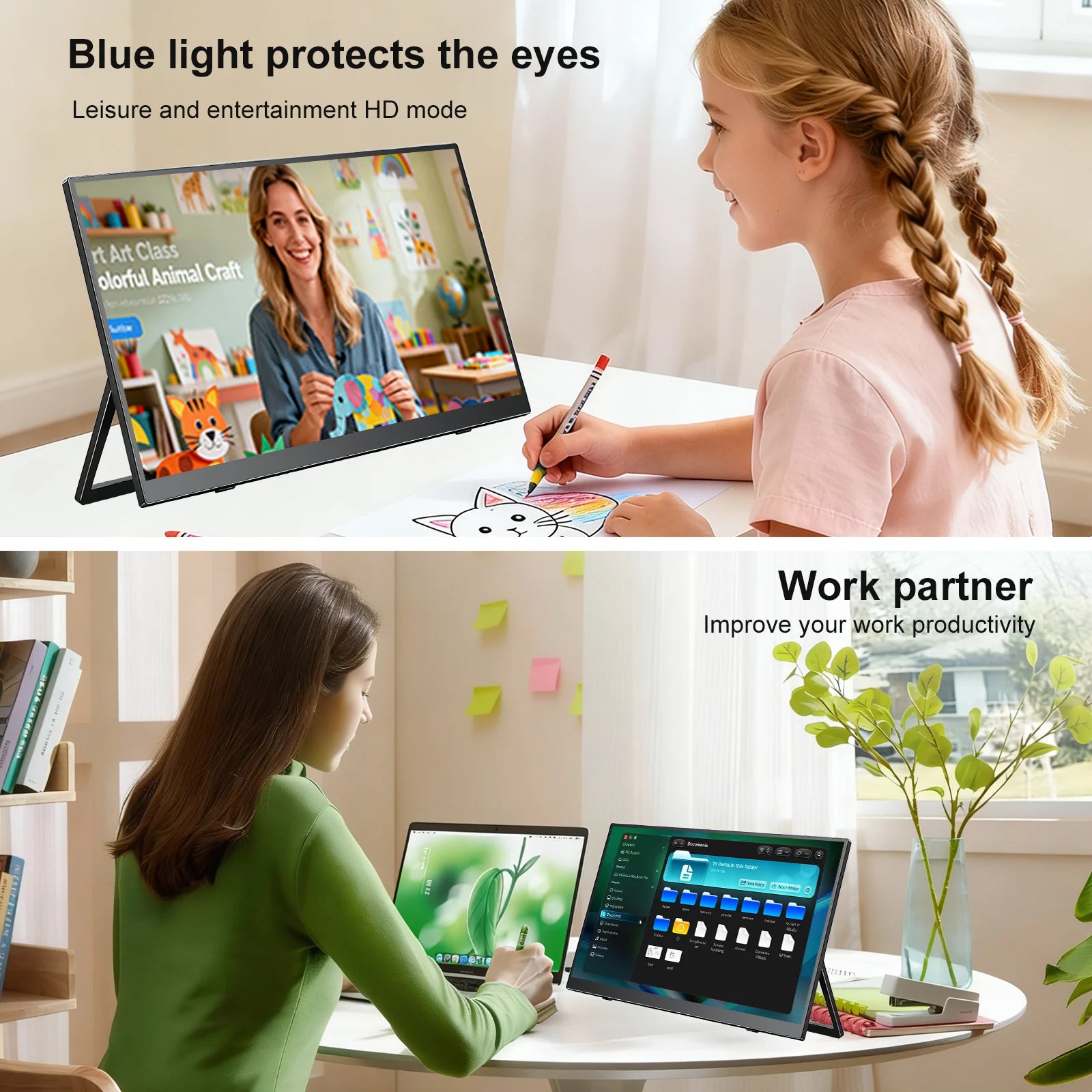 14 Inch 3K 3000x2000 Portable Monitor IPS 100% sRGB Low Blue Light External Second Screen for Laptop PS5 Switch Phone ﻿-6