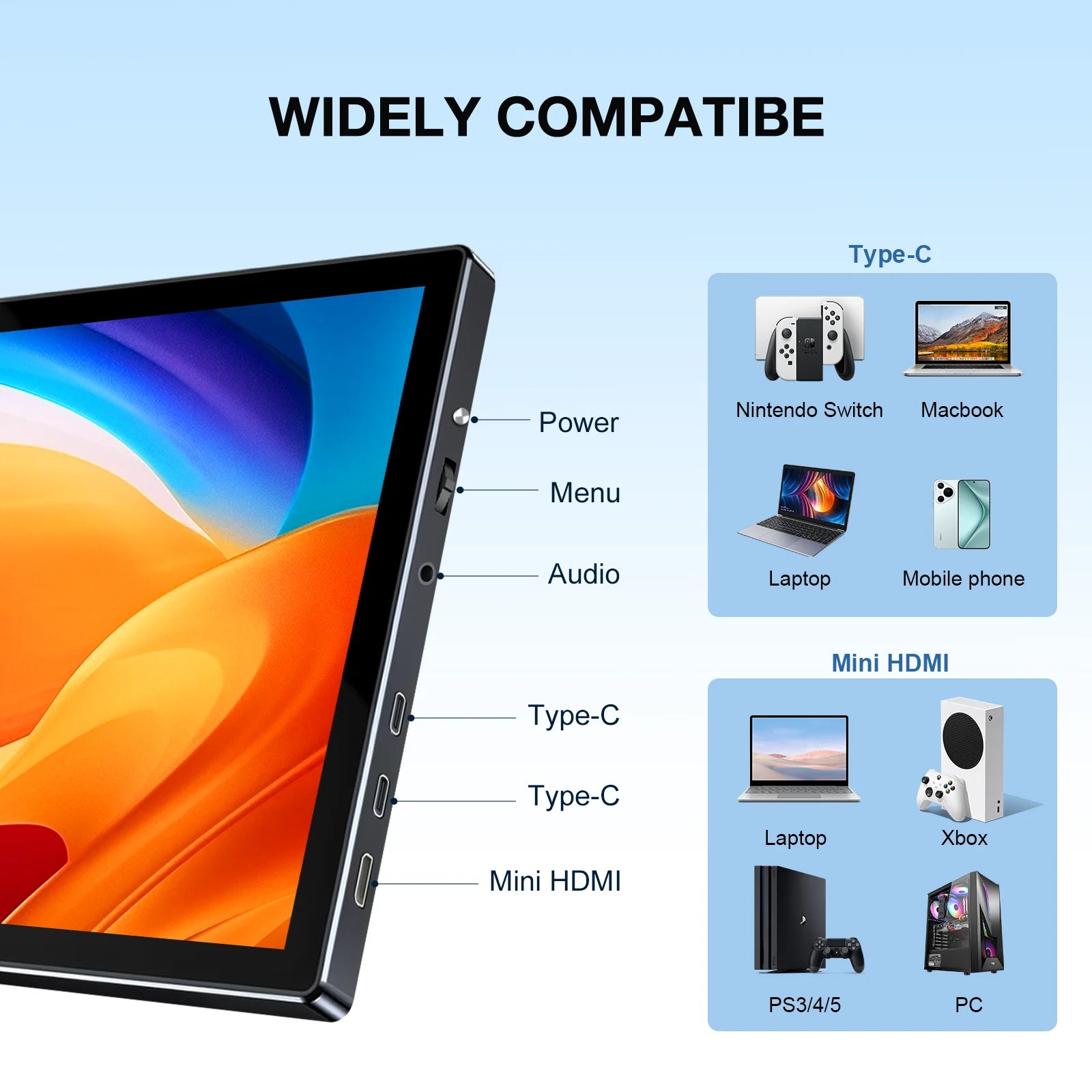 10.1" 1920×1200 Touch Portable IPS Monitor | Type-C & HDMI With Protective Leather Case-4