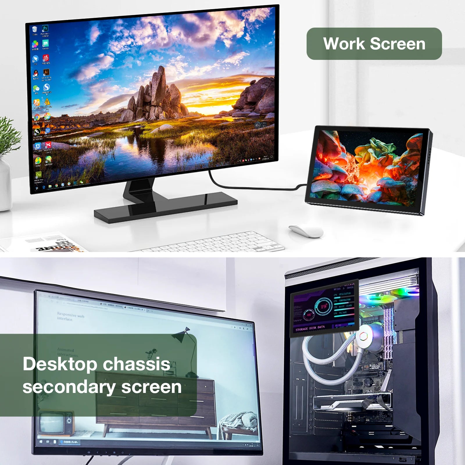 6 Inch Portable Monitor 1080P Supports VESA Installation And Is Compatible With Laptop PS4/5 Xbox Cameras-5