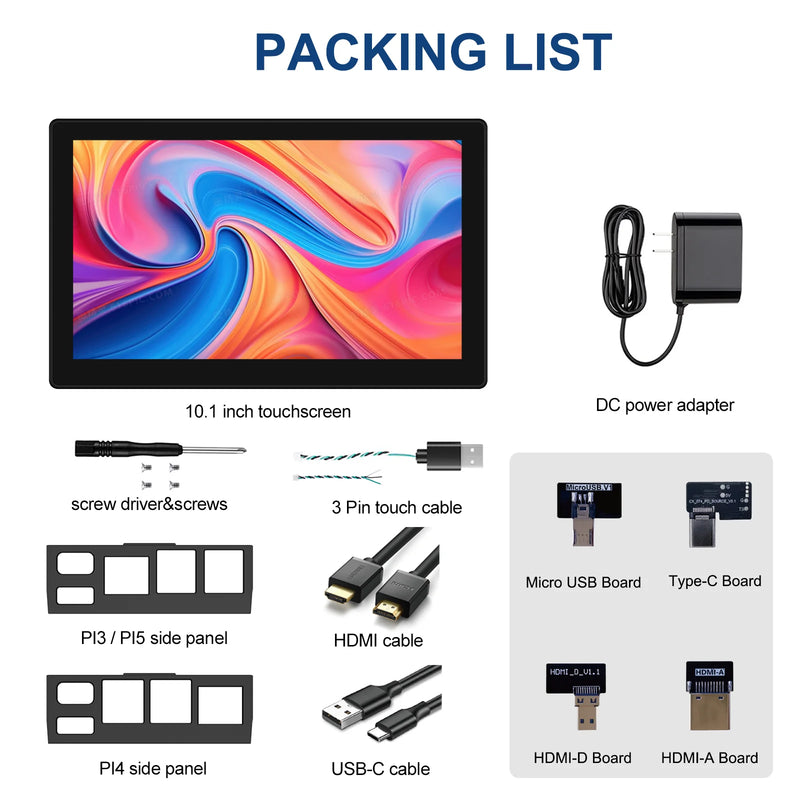 10.1 inch Touch Monitor Raspberry Pi 3 4 1280x800 Touchscreen 60Hz Support for Mobile Phone Laptop Xbox Switch PS4/5 Computer-6