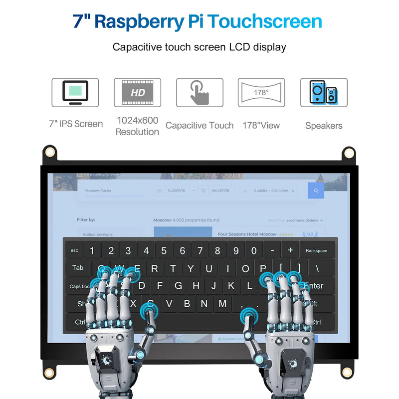 7" Open Frame Raspberry Pi Touch Monitor | 1024×600 5-Point Capacitive IPS Bare Screen-4