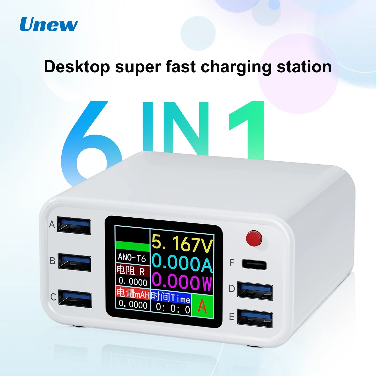 6-Port USB C Desktop Fast Charger | PD3.0 PPS QC3.0 Multi-Device Charging Station for iPhone Samsung MacBook Tablets-1