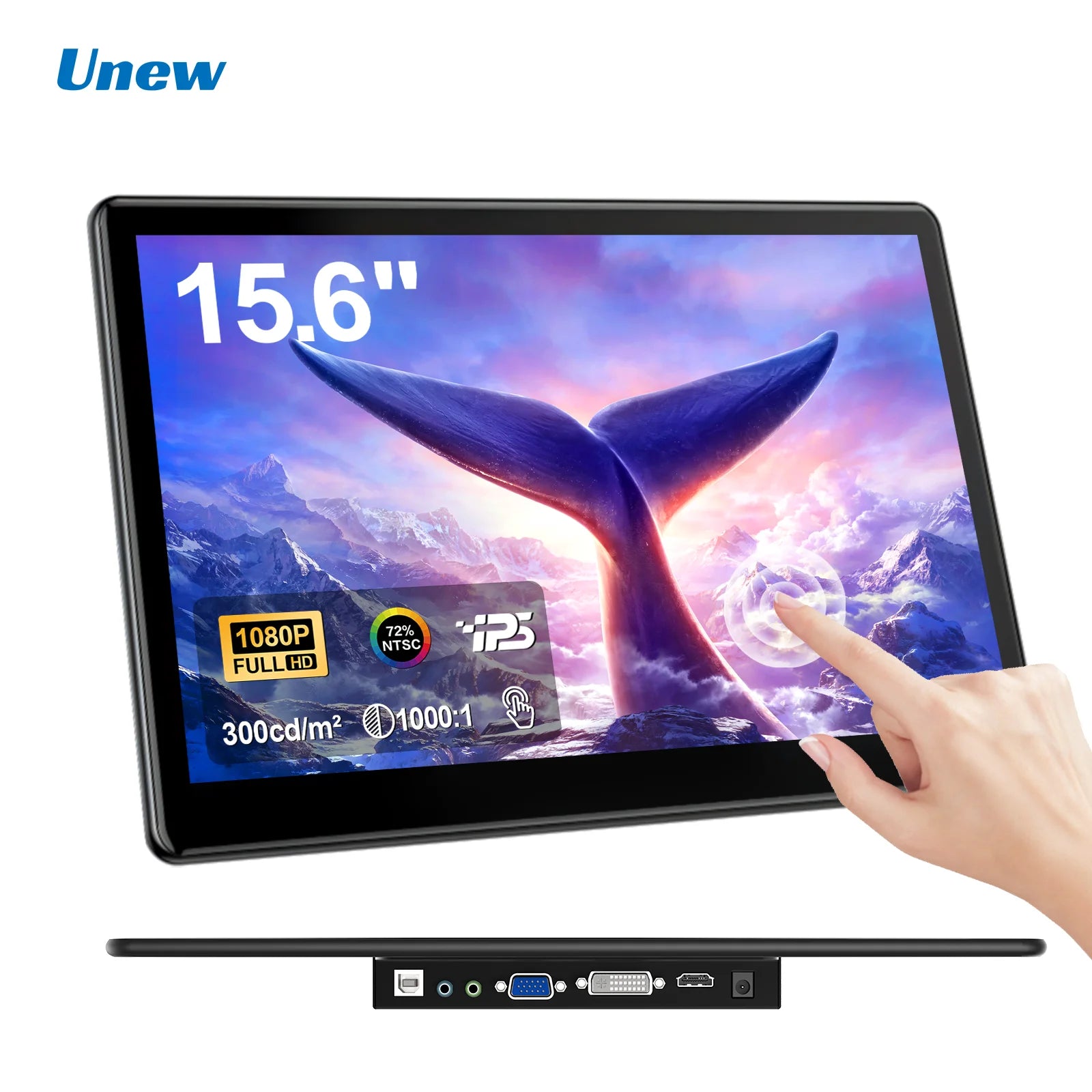 15.6" 1080P Multi-Interface Touch IPS Monitor | HDMI VGA DVI AV Industrial Touch Screen