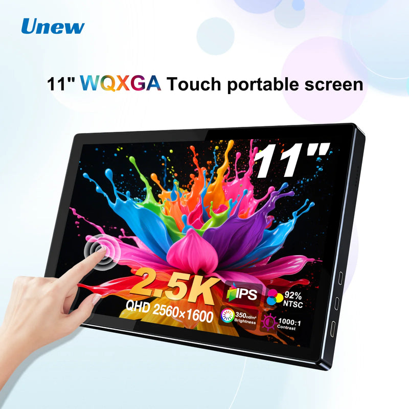 11" 2.5K Touchscreen Portable Monitor 2560x1600 IPS VESA 75*75mm 16:10 USB-C HDMI Display For Laptop Mac PC PS5 Switch-1