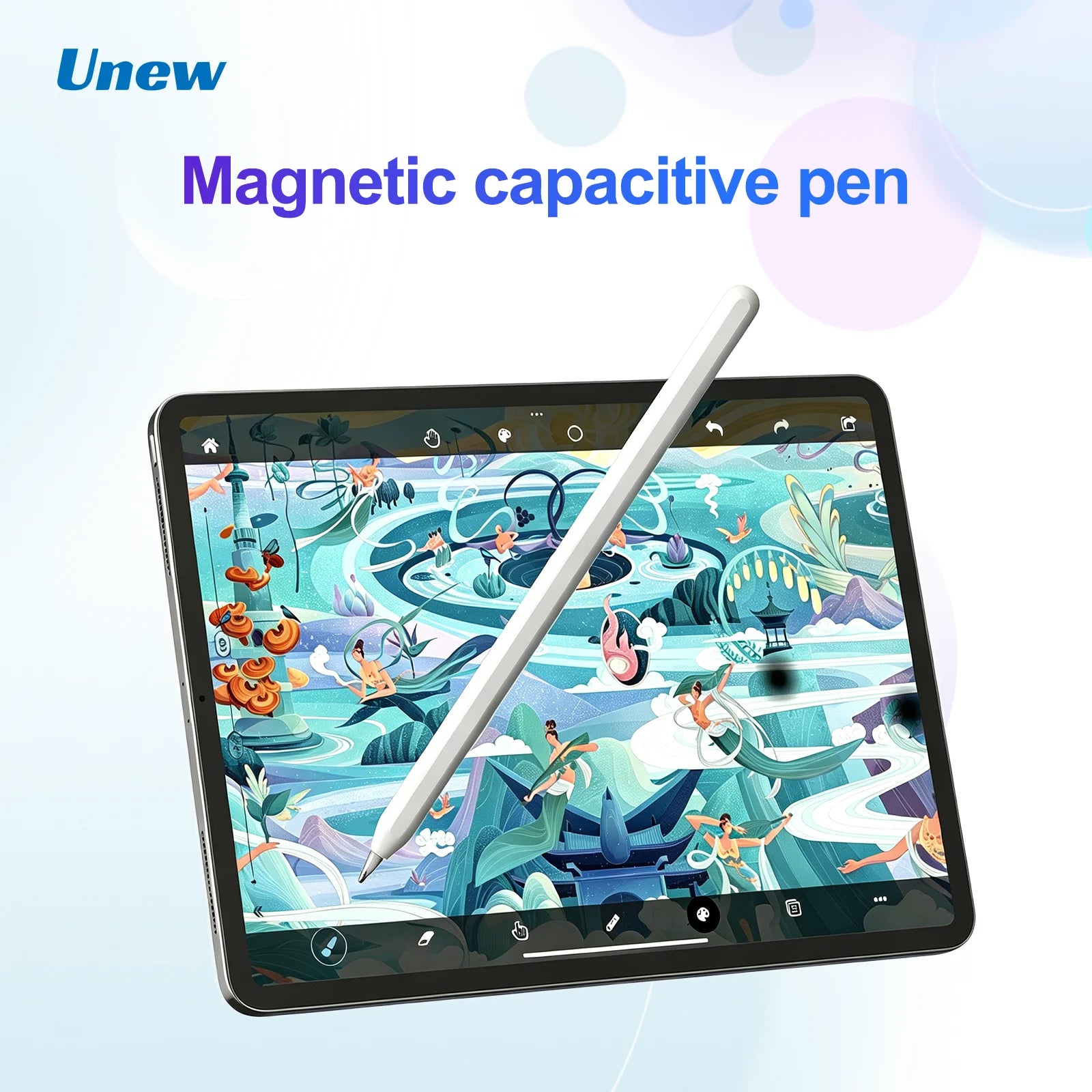 Magnetic Charging Stylus Pen for iPad, Tilt Palm Rejection Pencil with Metal Nib, No Delay