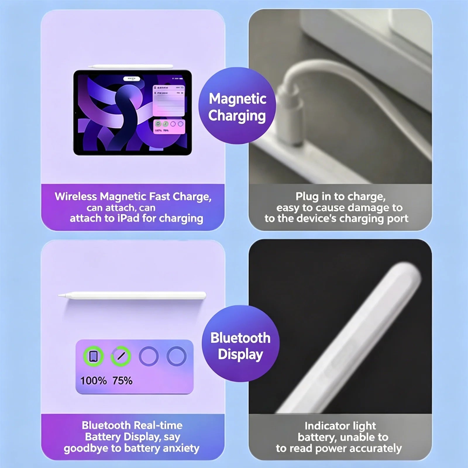 Magnetic Charging Stylus Pen for iPad, Tilt Palm Rejection Pencil with Metal Nib, No Delay-6