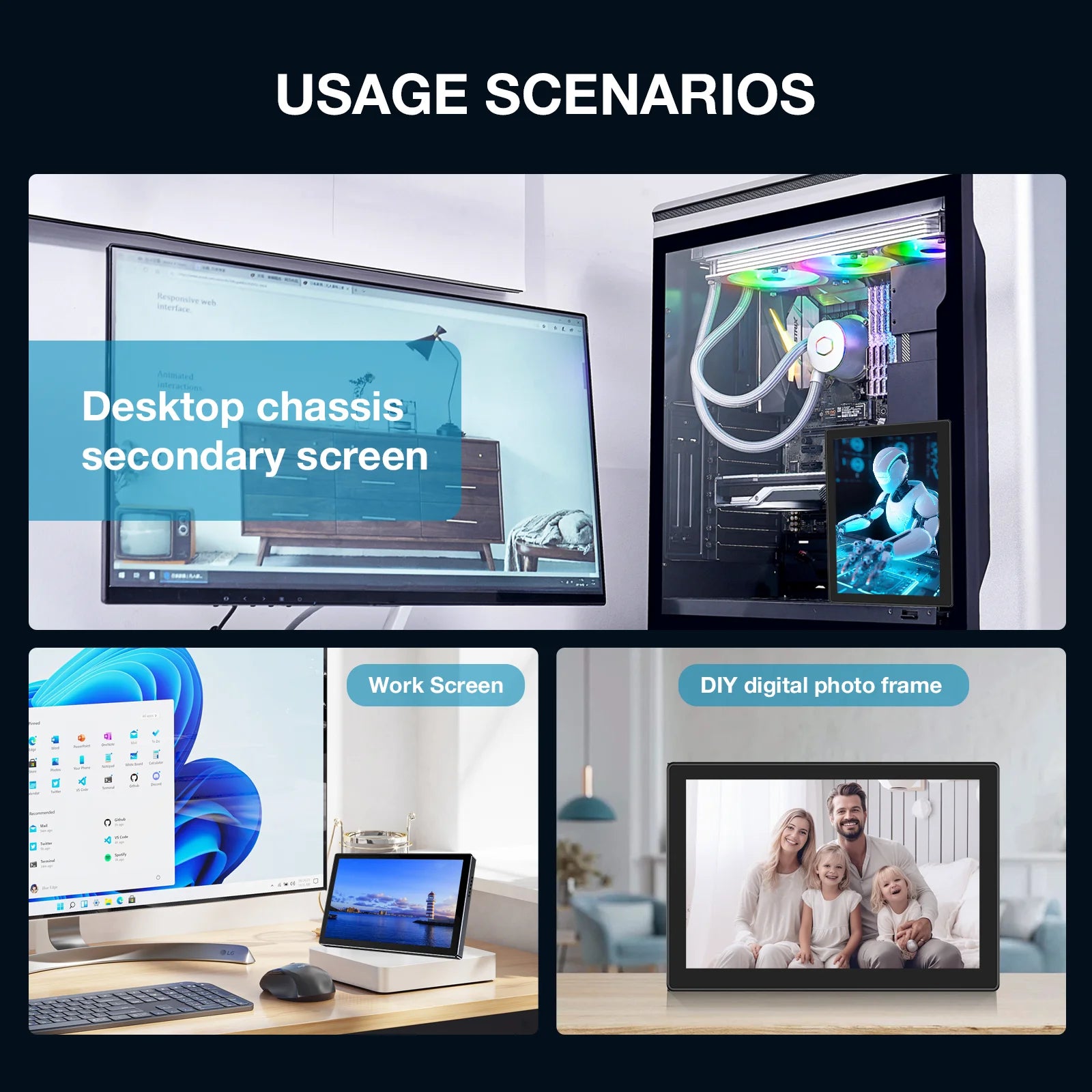 5.7 inch 1920x1080 Touchscreen Portable  Monitor Display Speakers Photography 2 Type-C USB HDMI-6