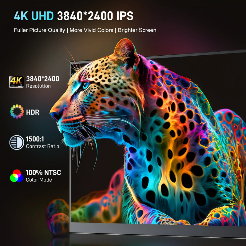 4K Portable Monitor 15.6 inch Screen 3840*2400 16:10 IPS Gaming Monitor Switch PS Xbox Teams Deck External Screen with Stand-2