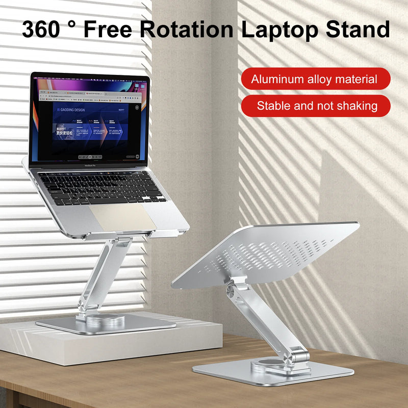 360° Rotatable Stand Metal Aluminum For Laptop Holder Adjustable Anti-Slip Silicone Base Stability for Tablet ﻿Portable Monitor-2