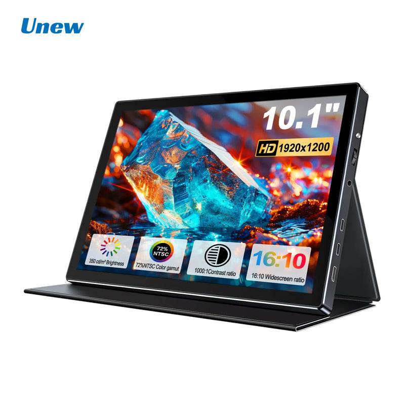 10.1 inch 1920x1200 portable Monitor, Support Typc-c/HDMI，Leather Case VESA 75*75mm, for Mobile Phone Laptops PC Car Computer-7