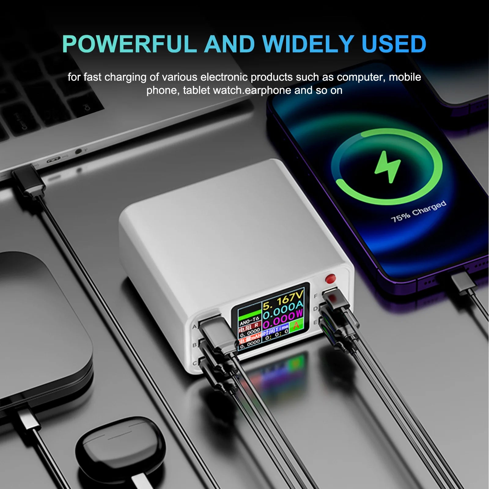 6-Port USB C Desktop Fast Charger | PD3.0 PPS QC3.0 Multi-Device Charging Station for iPhone Samsung MacBook Tablets-3