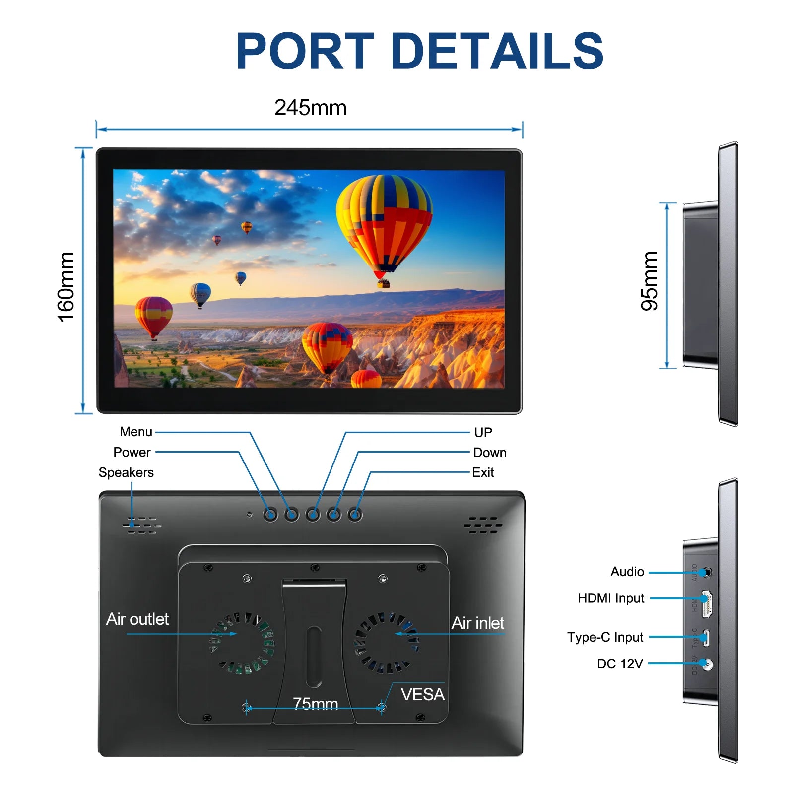 10.1 inch Touch Monitor Raspberry Pi 3 4 1280x800 Touchscreen 60Hz Support for Mobile Phone Laptop Xbox Switch PS4/5 Computer-5