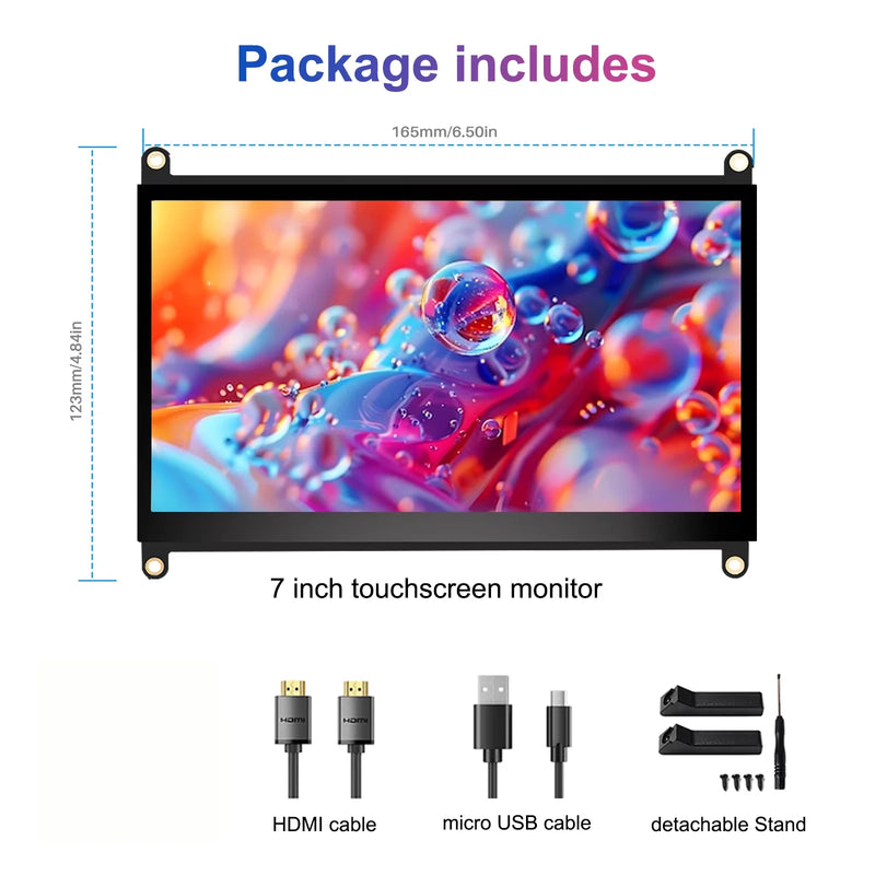7-inch touchscreen display with 1024X600 pixels, 5-point touchscreen driver, free HDMI Type-C, suitable for PC gaming consoles-6